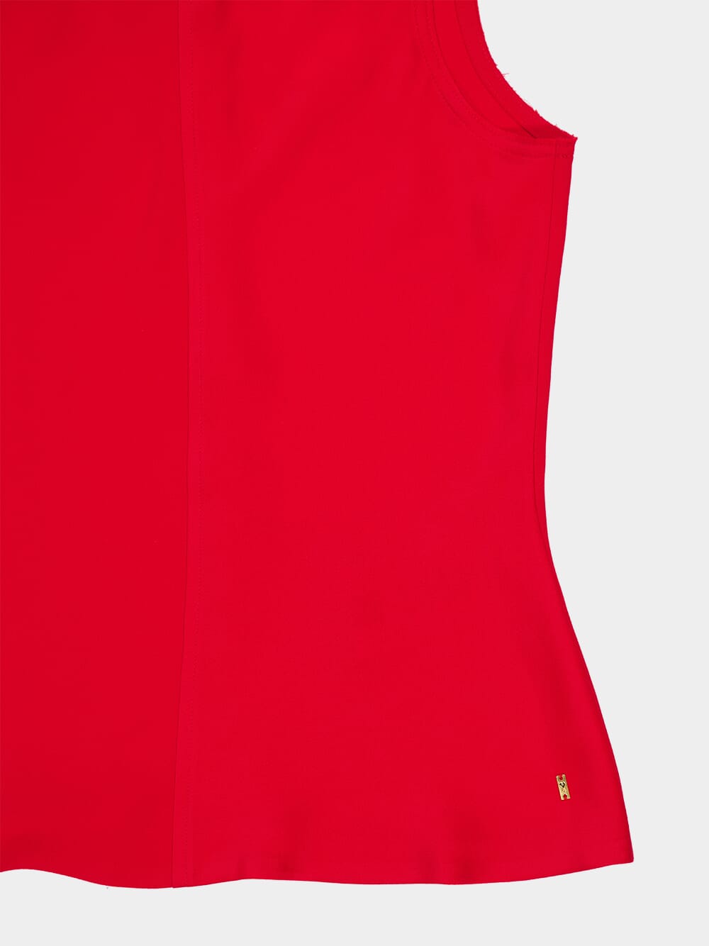 Poppy Red Sleeveless Top with Rounded Neckline