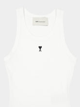 Ami Paris White Tank Top with Contrasted Ami de Coeur