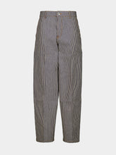 Ami Paris Indigo and Ecru Striped Balloon Jeans