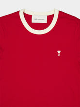 Ami Paris Ruby Red Contrast Cotton T-Shirt