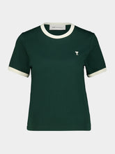 Ami Paris Bottle Green Contrast Cotton T-Shirt