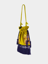 Paula Fukuro Yellow Embroidered Velvet Bag with Tassel