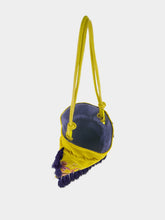 Paula Fukuro Yellow Embroidered Velvet Bag with Tassel