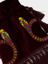 Paula Fukuro Purple Embroidered Velvet Bag with Tassel