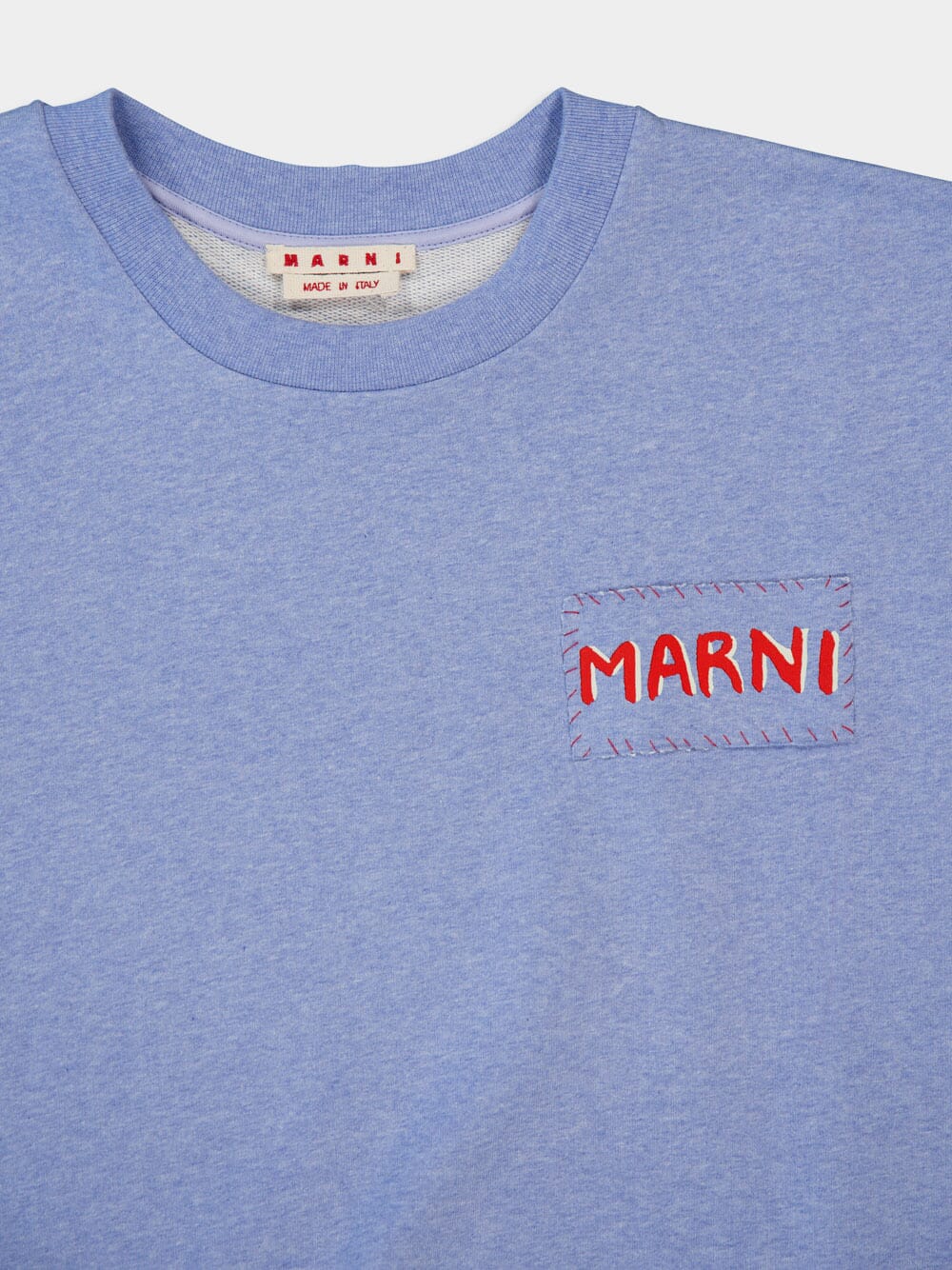 Light Blue Logo Printed Crewneck Sweatshirt