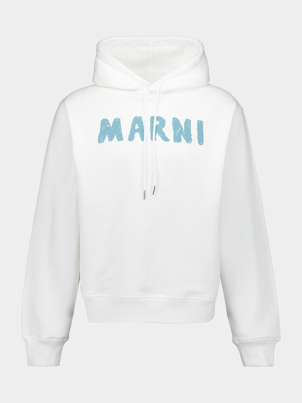 White Hooded Cotton Sweatshirt with Logo