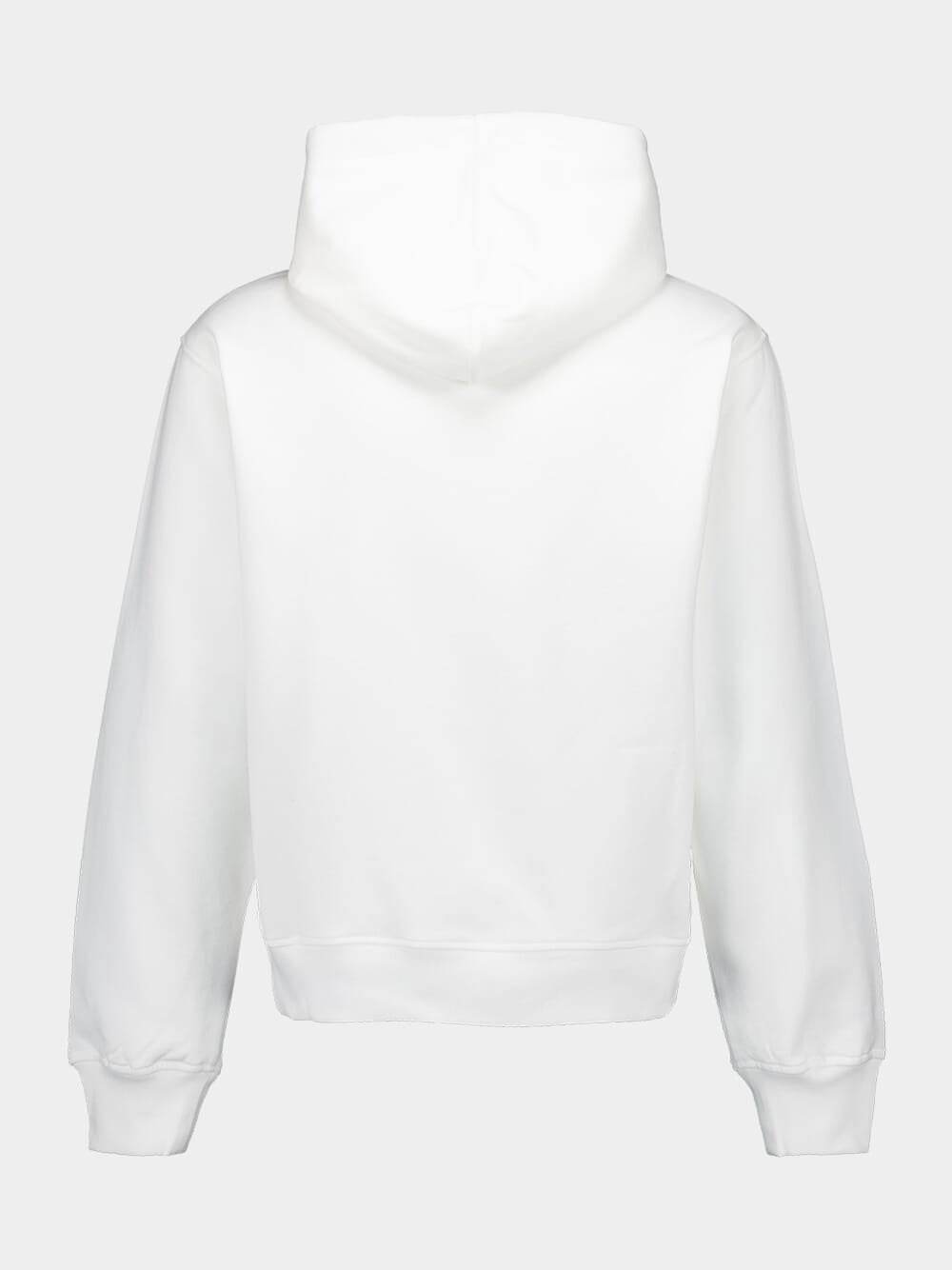 White Hooded Cotton Sweatshirt with Logo