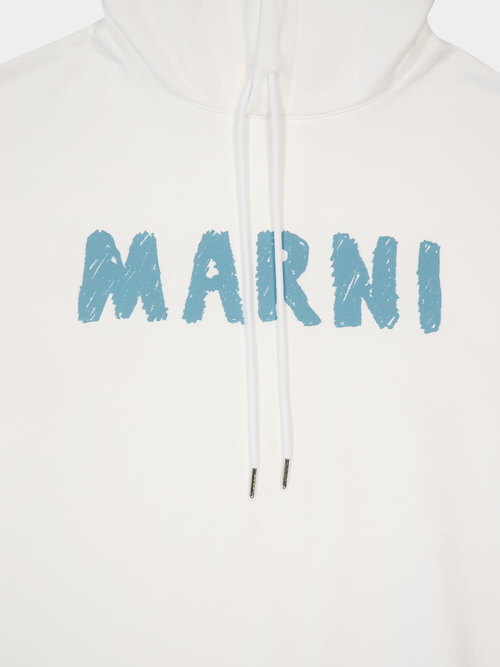 White Hooded Cotton Sweatshirt with Logo