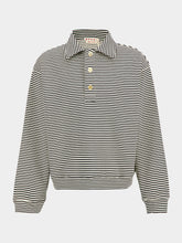 Marni Black Striped Cotton Polo Sweatshirt