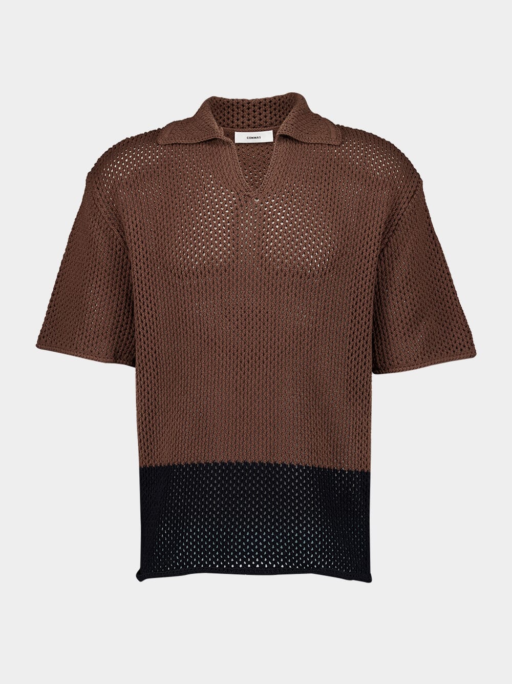 Two-Tone Crochet Polo Shirt