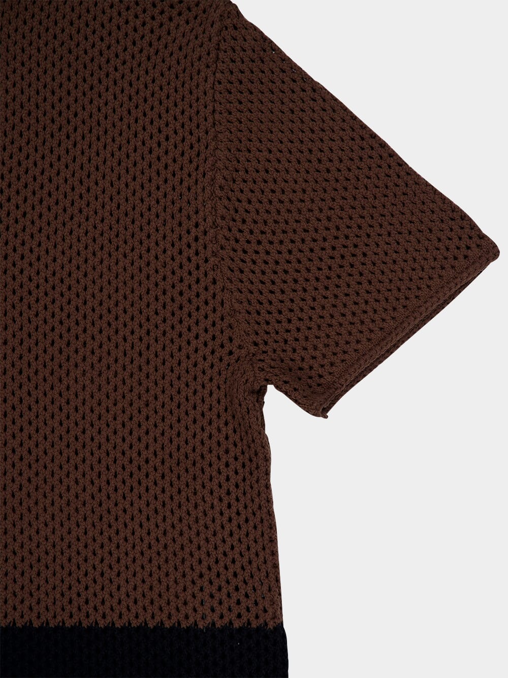 Two-Tone Crochet Polo Shirt