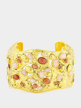 Aurélie Bidermann Gold Atalide Cuff with Garnet and Pink Opal