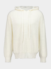 Commas White Relaxed Knit Hooded Sweatshirt