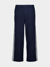 Commas Midnight Navy Crochet Stripe Jersey Trousers