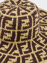 Fendi Brown Raffia and Cotton Hat