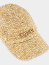 Fendi Beige Raffia Cap with Coral Foulard