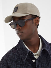 Fendi Dove Grey Cotton Baseball Cap with Leather Patch