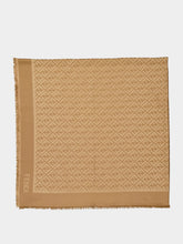 Fendi Camel FF Jacquard Silk and Wool Shawl
