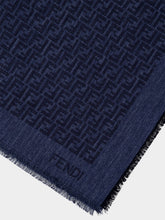 Fendi Blue FF Cotton Wool Shawl