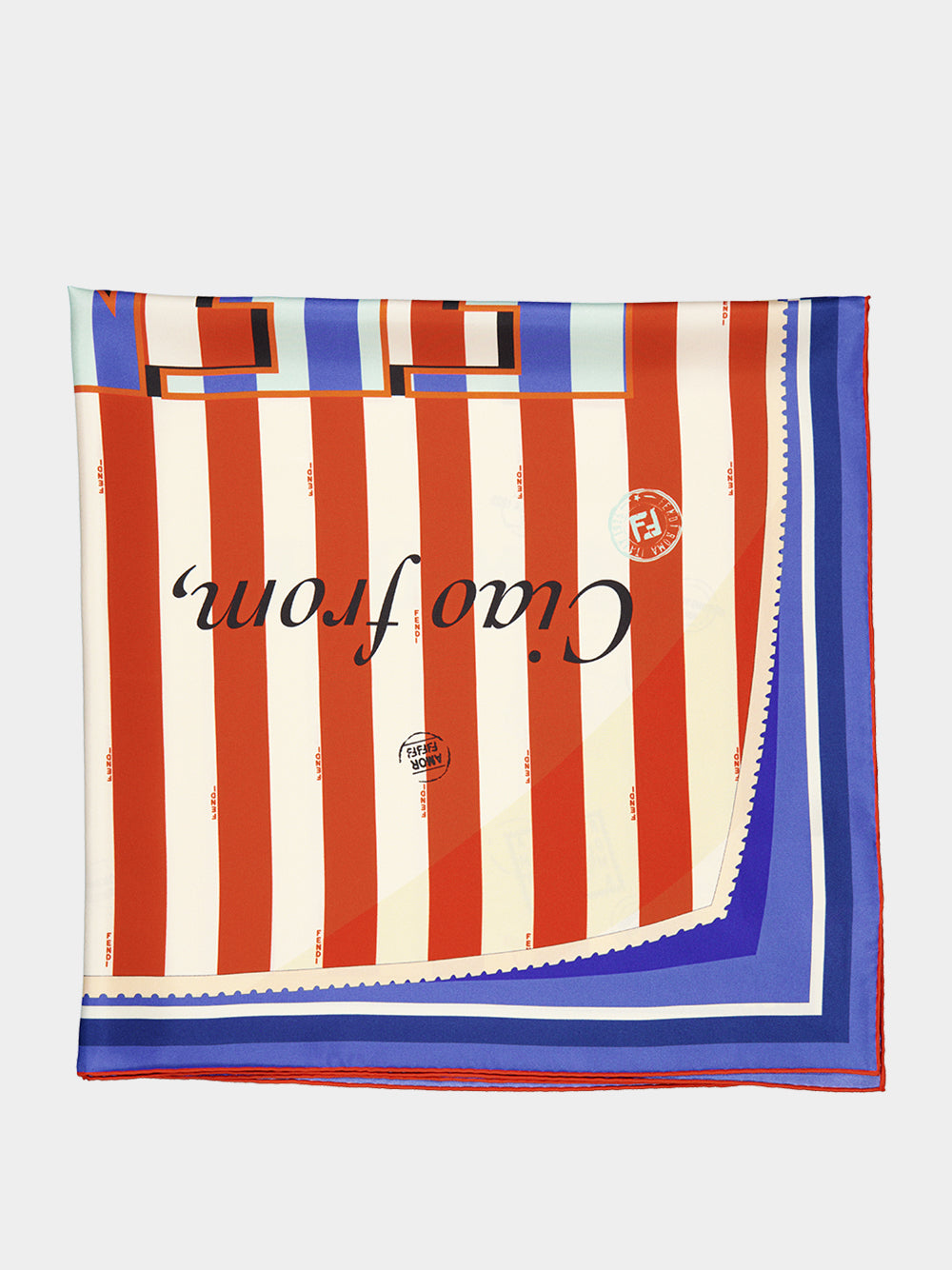 Fendi Red and Blue Striped Silk Foulard | Fashion Clinic