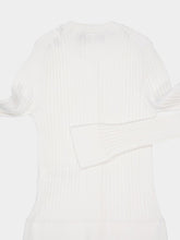 Dolce & Gabbana White Ribbed Viscose Sweater with Metal Logo Pin