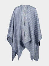 Fendi Blue Wool and Silk FF Jacquard Poncho