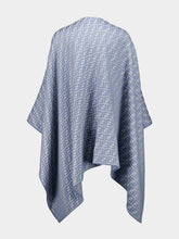 Fendi Blue Wool and Silk FF Jacquard Poncho