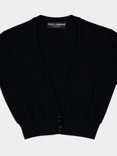 Dolce & Gabbana Black Wool Cardigan with Deep V-Neck