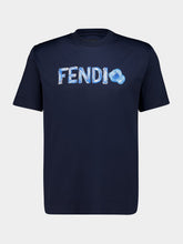 Fendi Navy Blue Cotton Flowers T-Shirt
