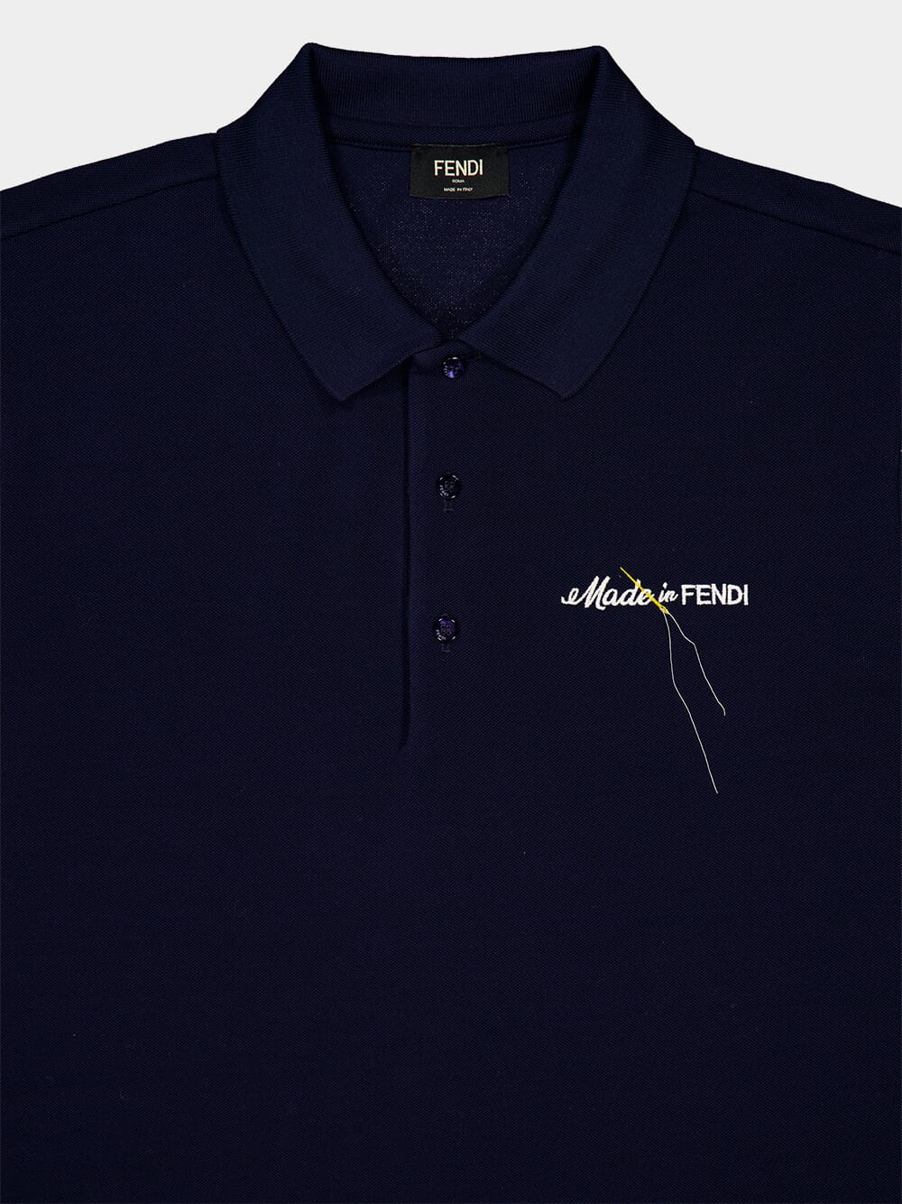 Navy Embroidered Piqué Polo Shirt