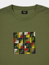 Fendi Olive Green Cotton T-Shirt with FF Embroidery