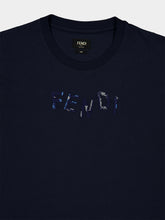 Fendi Dark Blue Cotton Logo T-Shirt