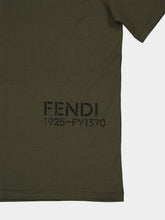 Fendi Grey-Green Cotton Logo T-Shirt
