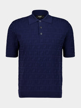 Fendi Dark Blue Cotton FF Knit Polo Shirt