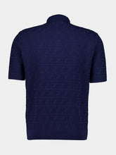 Fendi Dark Blue Cotton FF Knit Polo Shirt