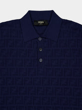 Fendi Dark Blue Cotton FF Knit Polo Shirt