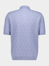 Fendi Light Blue FF Knit Cotton Polo Shirt