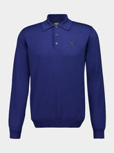 Fendi Blue Wool Long-Sleeve Polo