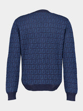 Fendi Blue FF Cotton and Linen Cardigan