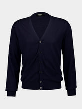 Fendi Blue V-neck Wool Cardigan