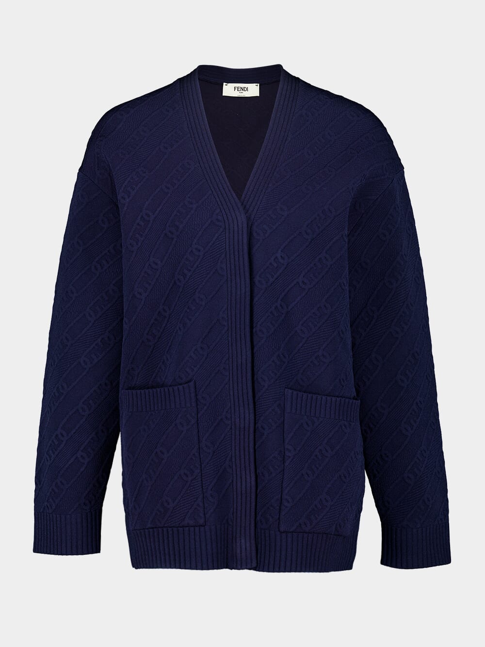 Navy Logo Knit Cardigan