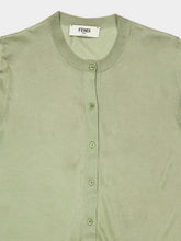Fendi Light Green Viscose Knit Cardigan
