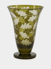 ARTĚL Moss Green Oak Leaves Stemless Glass Goblet