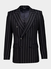 Dolce & Gabbana Black Pinstripe Sicilia Wool Jacket