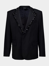 Dolce & Gabbana Black Crystal-Embellished Wool Blazer