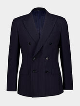Dolce & Gabbana Navy Blue Martini Light Pinstriped Wool Blazer