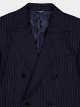 Dolce & Gabbana Navy Blue Martini Light Pinstriped Wool Blazer