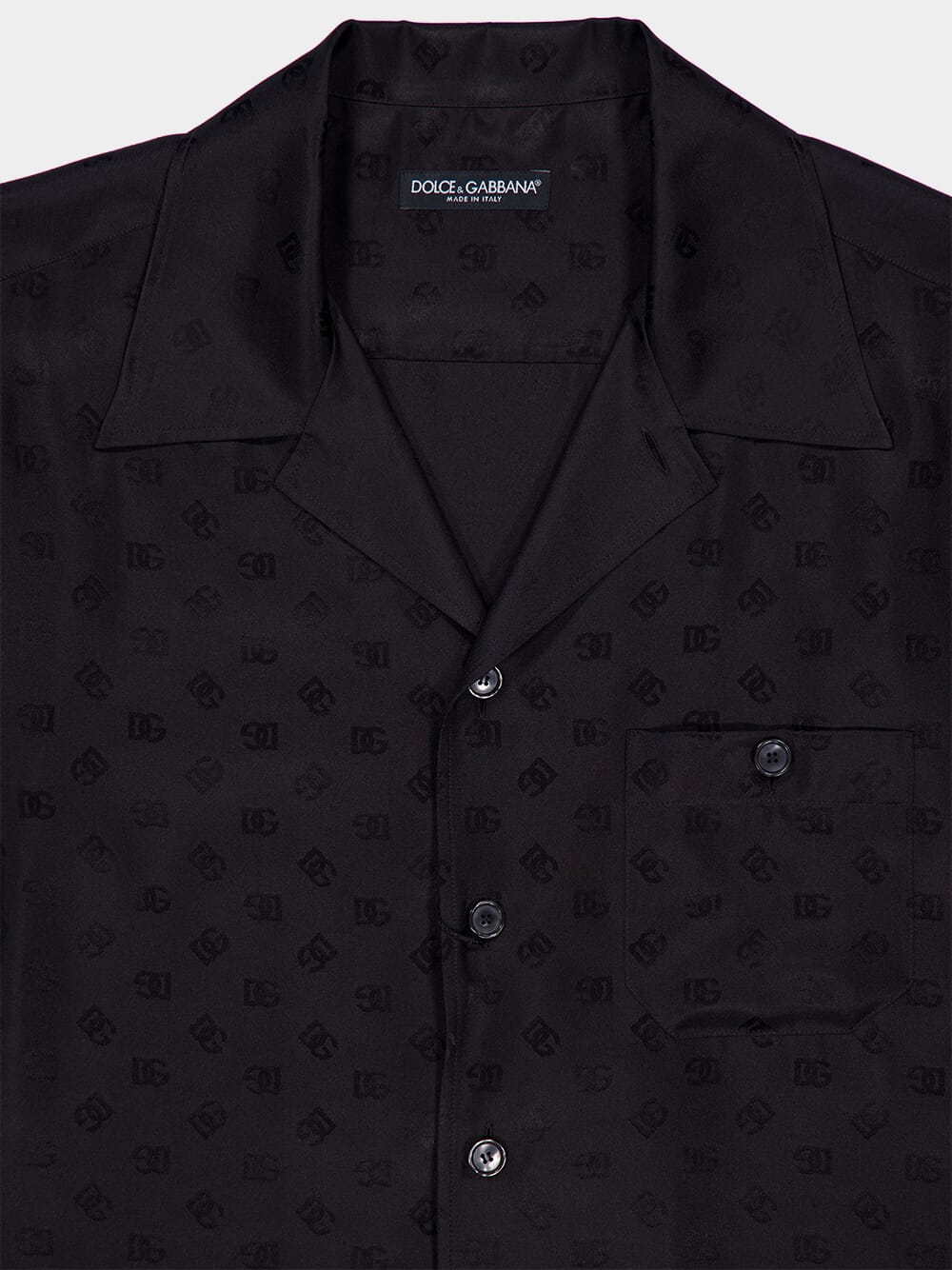 Black Silk Hawaiian Shirt with Bandana Print