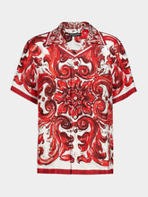 Dolce & Gabbana Red Majolica-Print Silk Hawaii Shirt