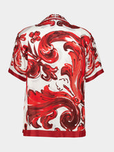 Dolce & Gabbana Red Majolica-Print Silk Hawaii Shirt